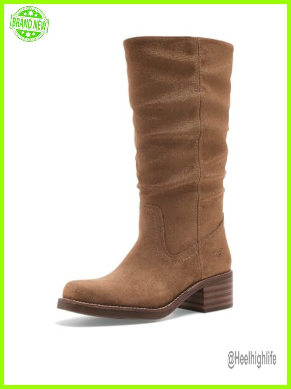 Miranda Slouch Mid-Calf Riding Boots Faux Leather Block Heel